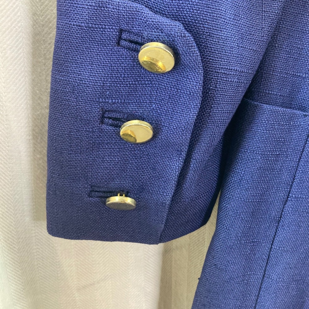 Vtg Frank Smith Saks Fifth Avenue Double Breasted Blue Wool Blend Blazer Coat 8 - Picture 4 of 13